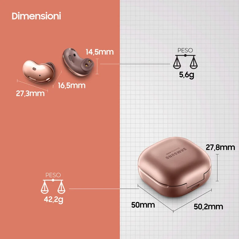 Samsung Galaxy Buds Live, Mystic Bronze Auricolare Wireless In-ear Musica e Chiamate Bluetooth Bronzo