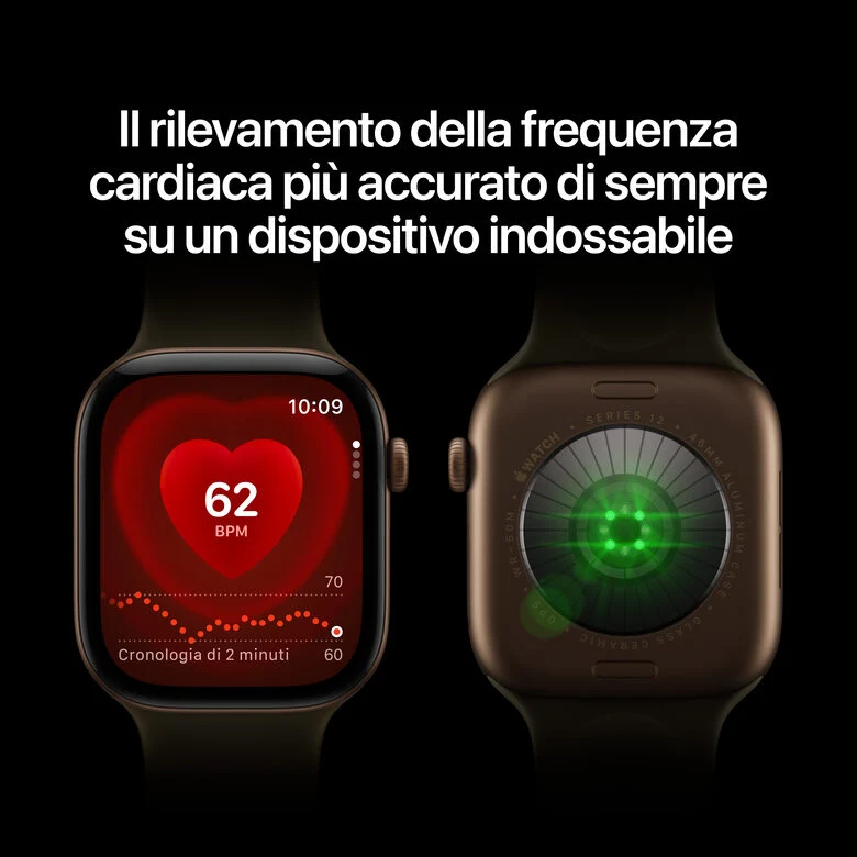 Apple Watch Series 12 GPS, cassa 42 mm in alluminio grigio siderale con cinturino Sport blu marino - S/M