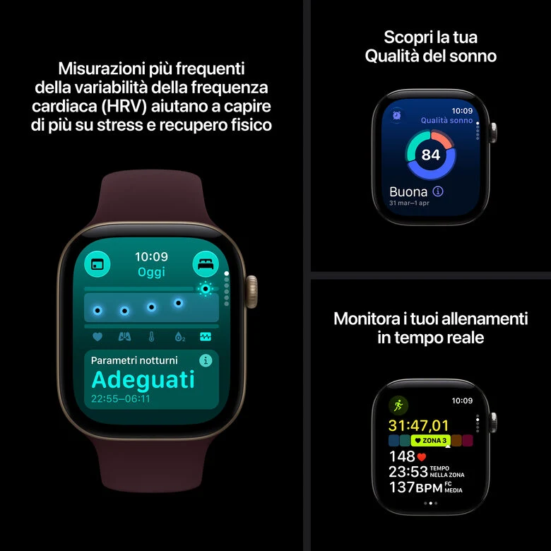 Apple Watch Series 12 GPS, cassa 42 mm in alluminio grigio siderale con cinturino Sport blu marino - S/M