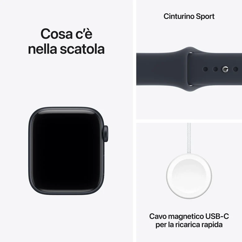 Apple Watch SE (3nd generation) SE 3 GPS, Cassa 40 mm in alluminio mezzanotte con Cinturino Sport blu marino - S/M
