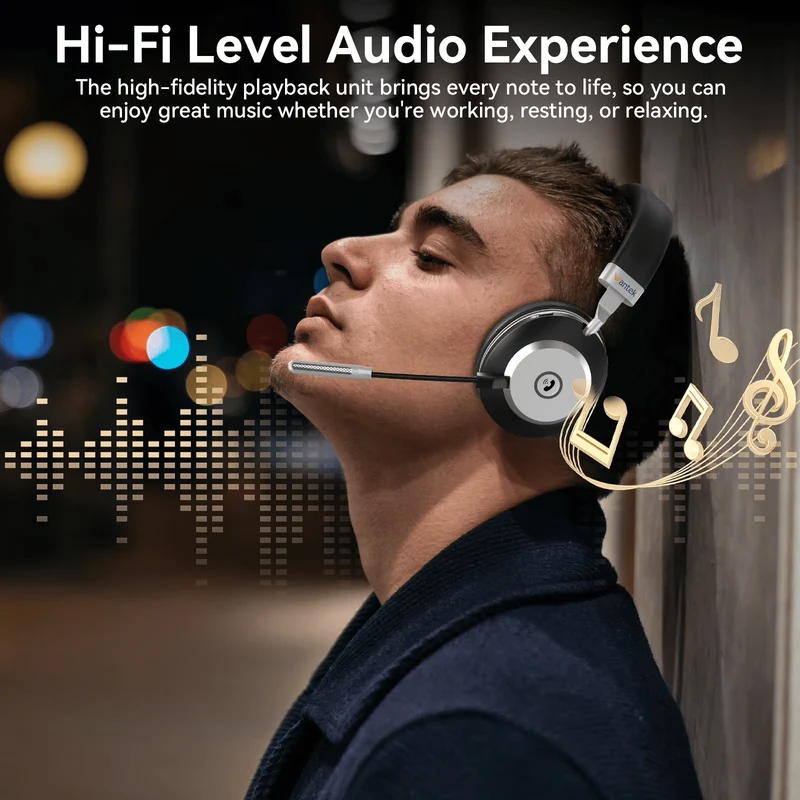 Trucker Bluetooth Headset with Microphone, with AI Noise Cancelling & Mute Button, Wireless On-Ear Headphones 50 Hrs Working Time, for Trucker Home Office Remote Work Zoom