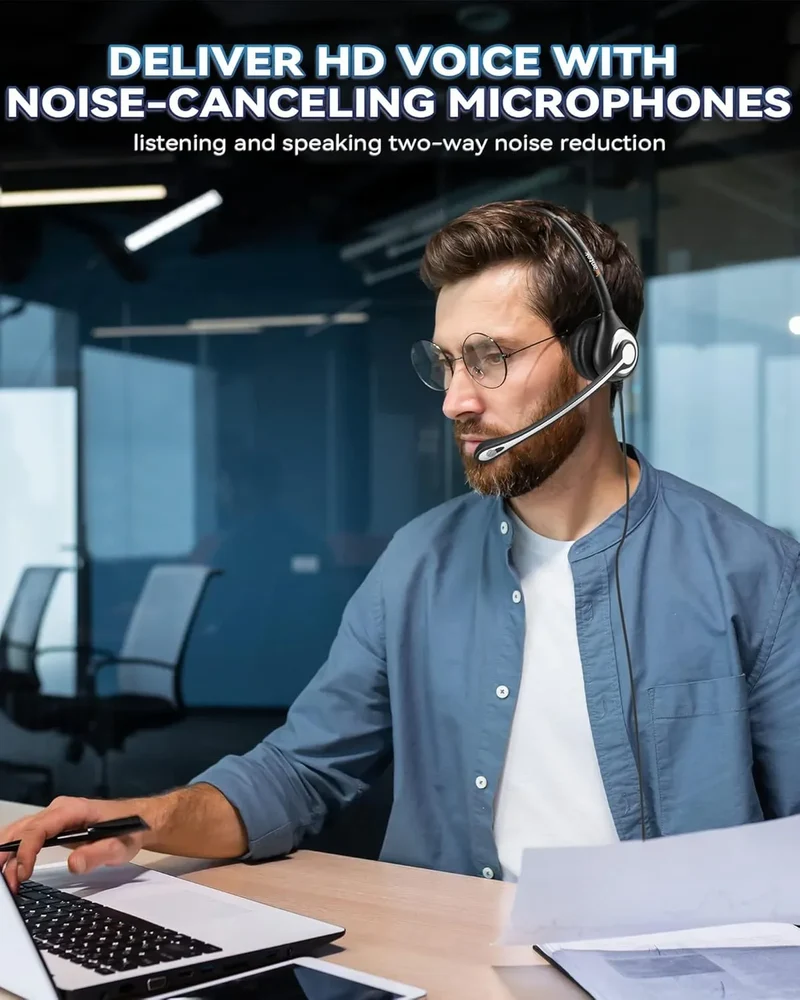 Wantek® h602 RJ9【RJ1QD】Dual-Ear Phone Headset with Quick Disconnect
