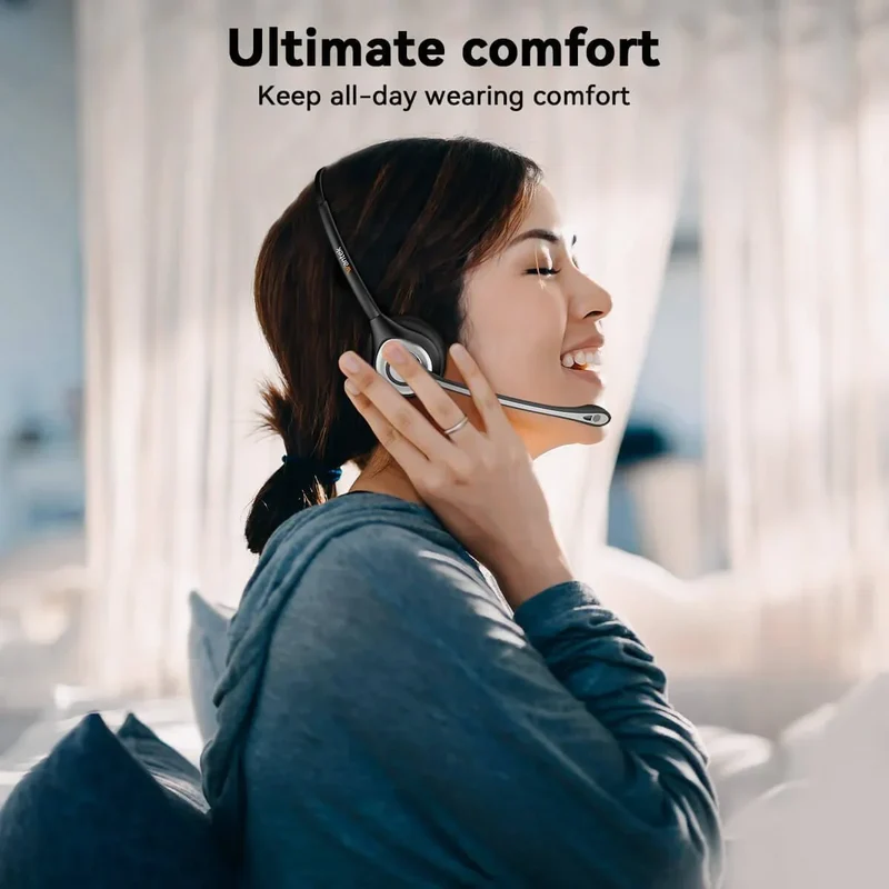 Wantek® h602 RJ9【RJ4】Dual-Ear Telephone Headset for Office Phones