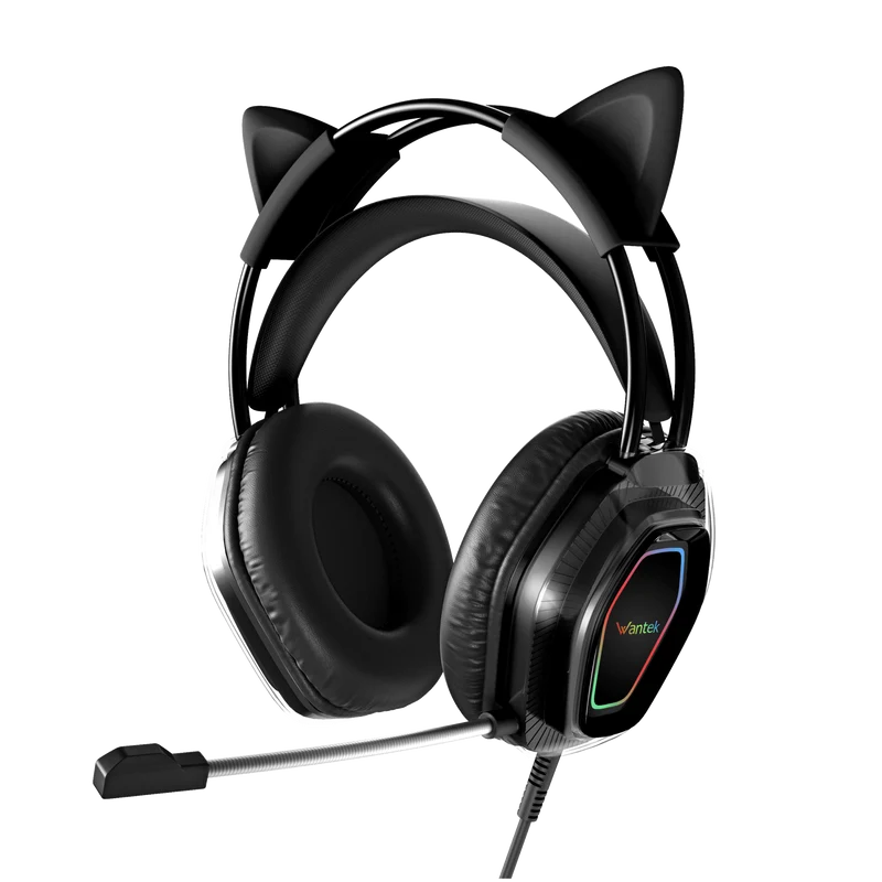 Wantek® V10 Cat Ear Gaming Headphones with Mic & LED Lights