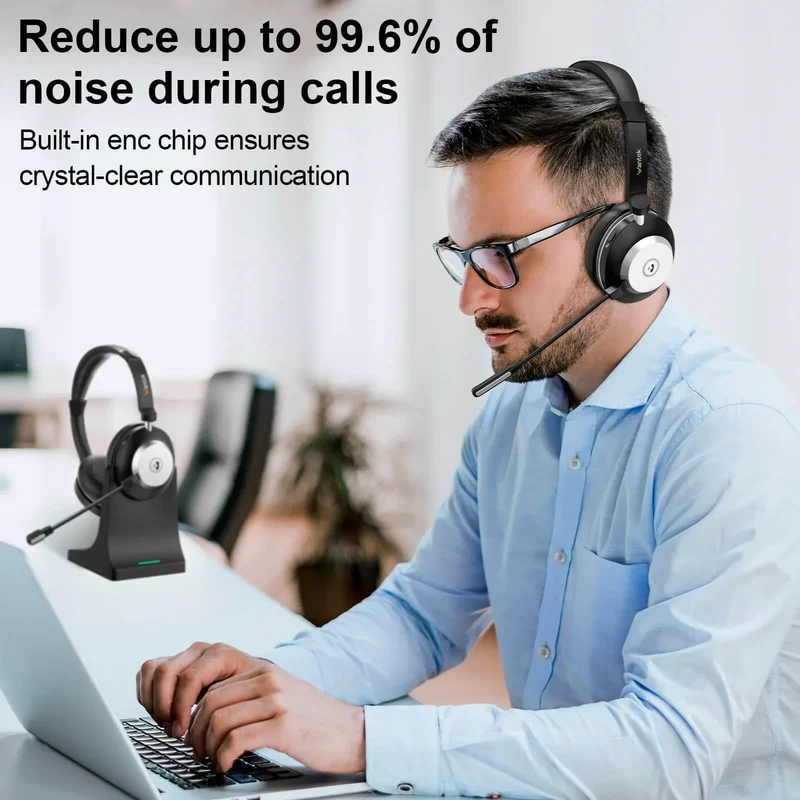 Wantek® WK882BT Noise Canceling Bluetooth Headset for Work