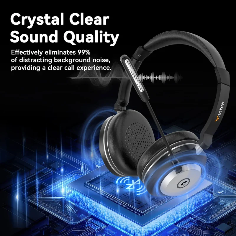 Wantek® WK882BT Noise Canceling Bluetooth Headset for Work