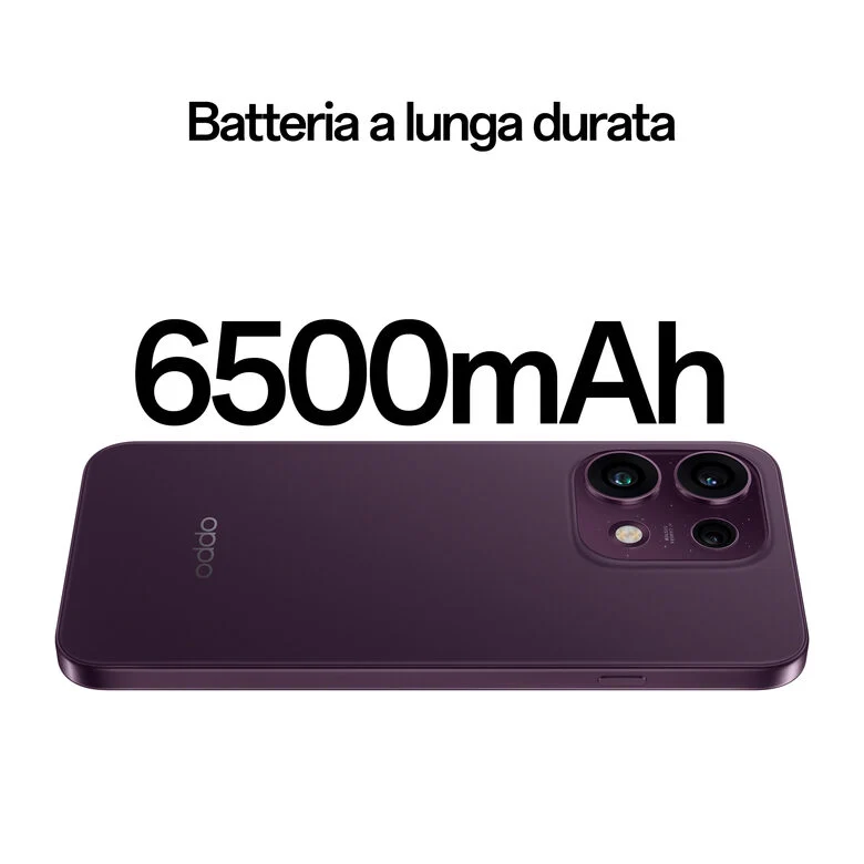 OPPO Reno16 F 5G AI Smartphone, Tripla fotocamera 50+8+50MP, Selfie 50MP, Display 6.57” 120HZ AMOLED FHD+, 6500mAh, RAM 8GB(Esp2GB/4GB/8GB)+ROM 256GB [Versione Italia], Purple Black