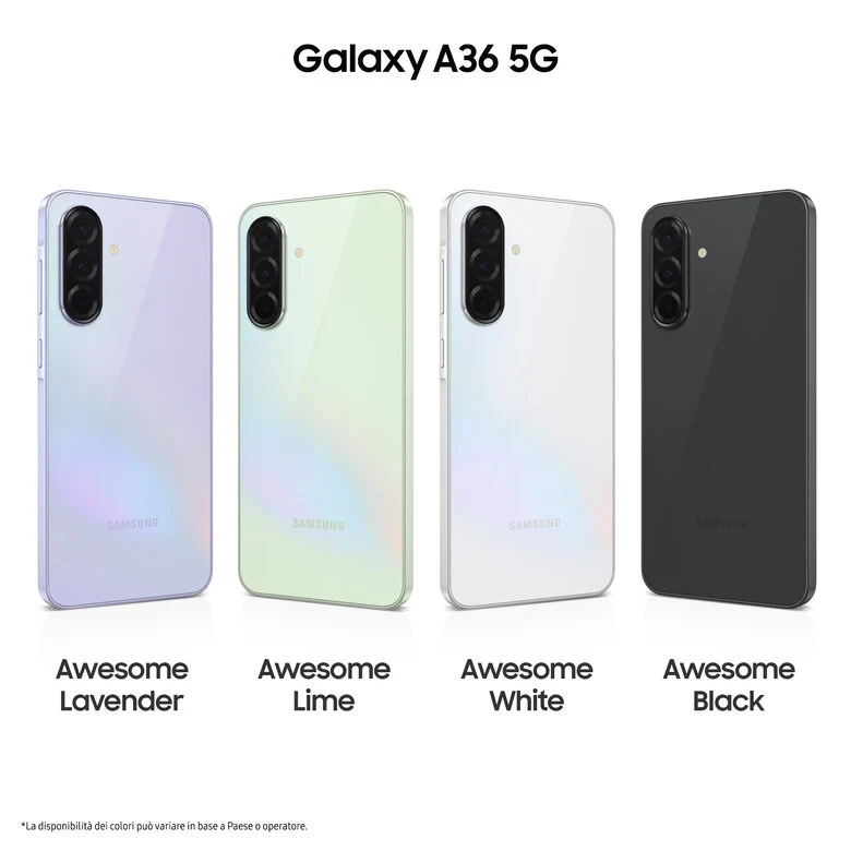 Samsung Galaxy A36 5G, Smartphone con Funzioni intelligenti, Display Super AMOLED 6.7”, 6GB RAM, 128GB, Camera 50MP, Batteria 5.000 mAh, IP67, Awesome Lavender