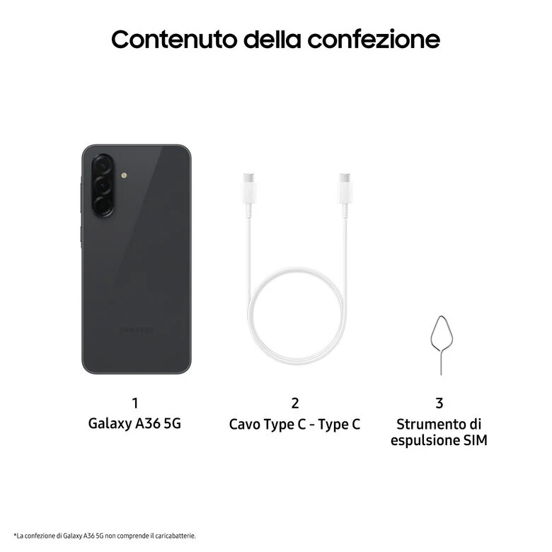 Samsung Galaxy A36 5G, Smartphone con Funzioni intelligenti, Display Super AMOLED 6.7”, 8GB RAM, 256GB, Camera 50MP, Batteria 5.000 mAh, IP67, Awesome Black