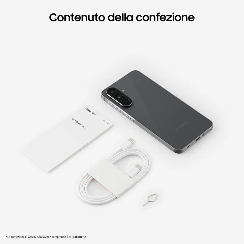Samsung Galaxy A56 5G, Smartphone con Funzioni intelligenti, Display Super AMOLED 6.7”, 8GB RAM, 256GB, Camera 50MP, Batteria 5.000 mAh, IP67, Awesome Graphite
