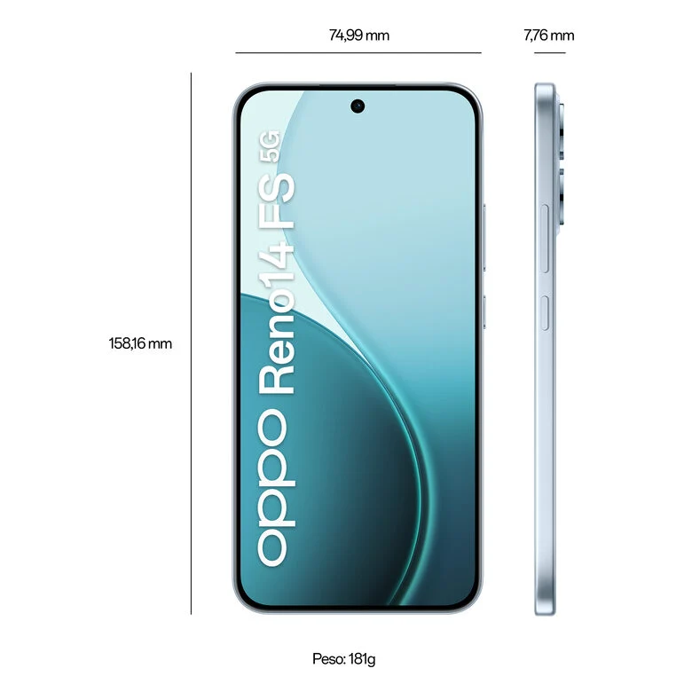 OPPO Reno14 FS Smartphone 5G 16,7 cm (6.57") Doppia SIM Android 15 USB tipo-C 12 GB 512 GB 6000 mAh Blu