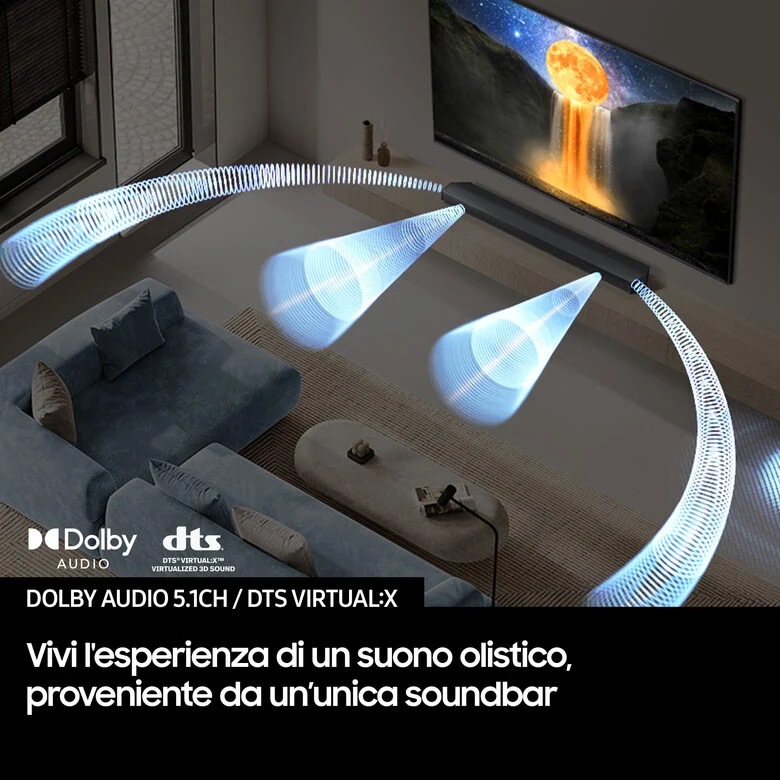 Samsung Soundbar HW-B750F/ZF, Audio 5.1 canali , Wireless Dolby 5.1ch, 2025