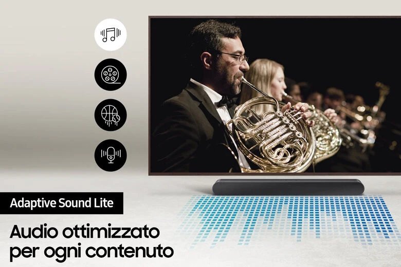 Samsung HW-S50B/ZF Soundbar canali 140W 2022, suono bilanciato e uniforme, music mode, tap sound
