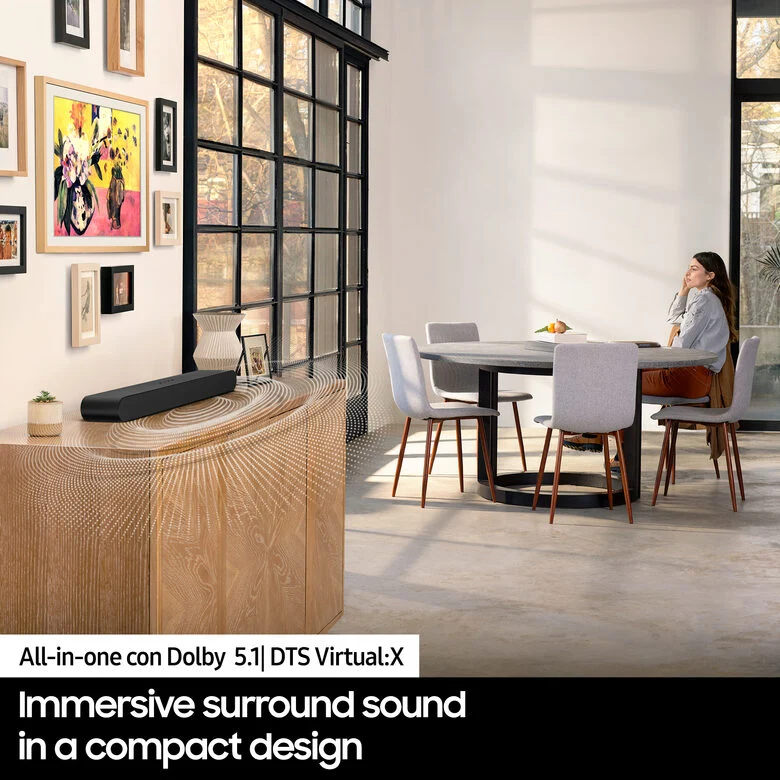 Samsung HW-S50B/ZF Soundbar canali 140W 2022, suono bilanciato e uniforme, music mode, tap sound