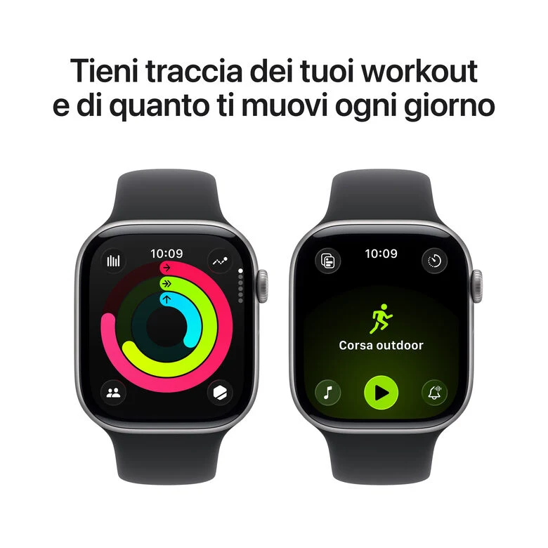 Apple Watch Series 11 GPS 46mm Cassa Alluminio Grigio Siderale con Sport Band Nero - S/M