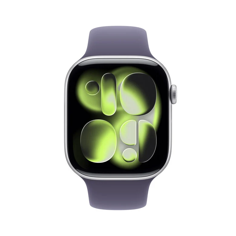Apple Watch Series 11 GPS + Cellular 46mm Cassa Alluminio Argento con Sport Band Viola Nebbia - M/L