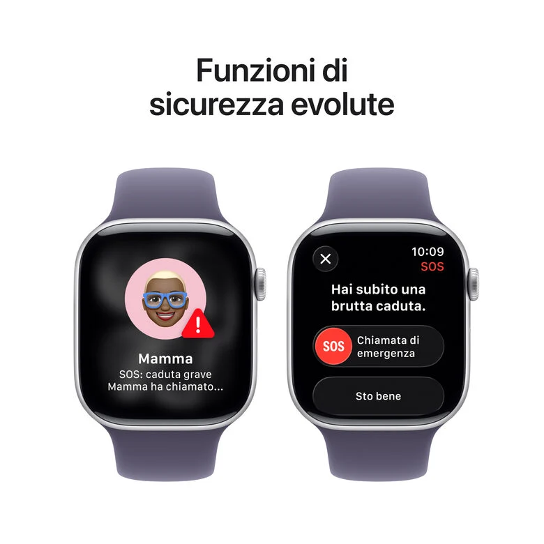 Apple Watch Series 11 GPS + Cellular 46mm Cassa Alluminio Argento con Sport Band Viola Nebbia - M/L