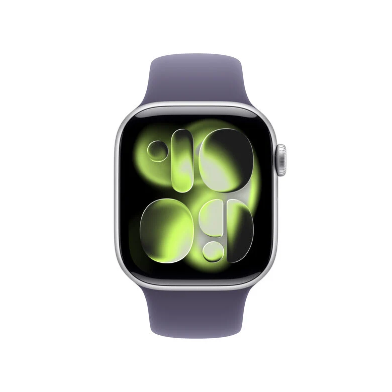 Apple Watch Series 11 GPS 42mm Cassa Alluminio Argento con Sport Band Viola Nebbia - M/L
