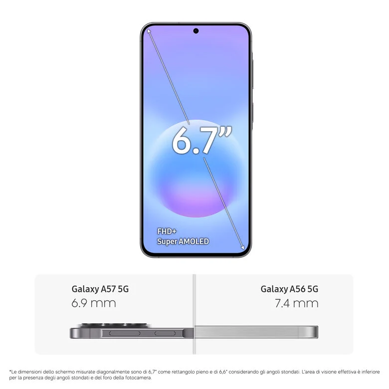 Samsung Galaxy A57 5G 17 cm (6.7") Doppia SIM Android 16.0 USB tipo-C 8 GB 256 GB 5000 mAh Grigio