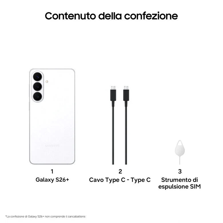 Samsung Galaxy S26+ Smartphone AI, 256GB, Processore avanzato, Assistente Foto, Creative Studio, Camera 50 MP, 4900 mAh, White