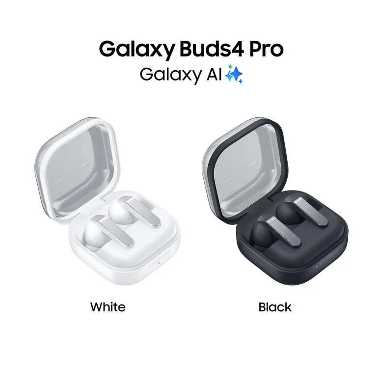 Samsung Galaxy Buds4 Pro, White, Corpo in metallo, Altoparlante a 2 vie e doppio amplificatore, Chiamate cristalline, Audio a 360°, ANC migliorata, Controllo adattivo del rumore, Connessione