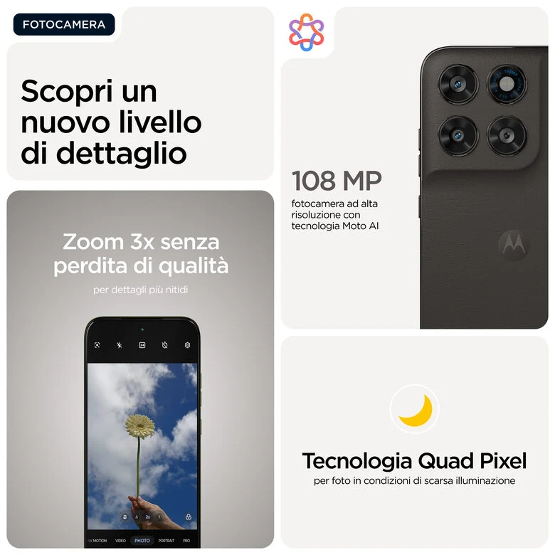 Motorola moto g77 Camera 108MP Dual SIM ibrida Android 16.0 5G USB tipo-C 8 GB 256 GB 5200 mAh Nero