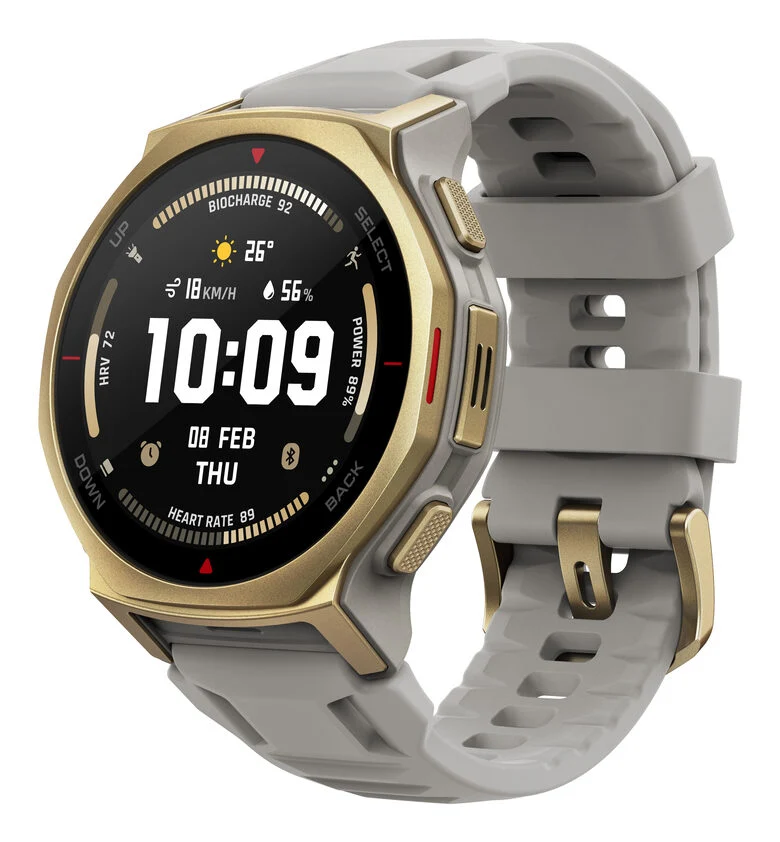 Amazfit T-rex 3 Pro 3,35 cm (1.32") AMOLED 44 mm Digitale 466 x 466 Pixel Touch screen Grigio Oro Wi-Fi GPS (satellitare)