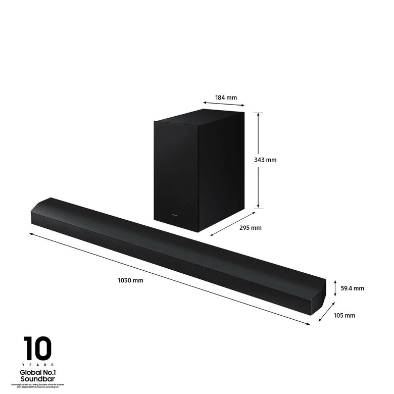 Samsung Soundbar HW-B750D/ZF Serie B, 6 Speaker, Wireless Dolby 5.1ch, Audio a 5.1 Canali, Surround sound expansion, Compatibile con Alexa e Google Assistant Black