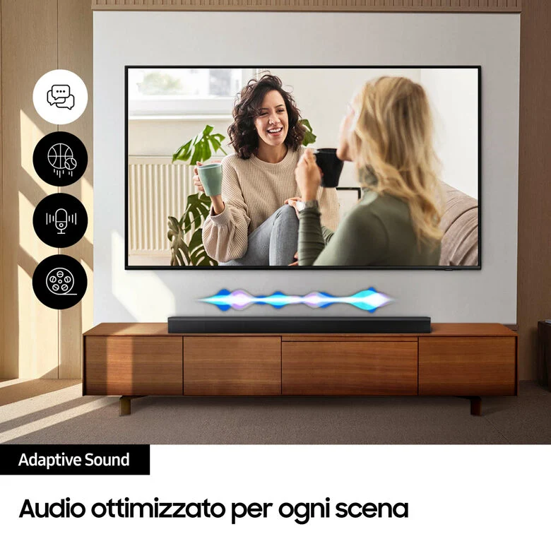 Samsung Soundbar HW-B750D/ZF Serie B, 6 Speaker, Wireless Dolby 5.1ch, Audio a 5.1 Canali, Surround sound expansion, Compatibile con Alexa e Google Assistant Black
