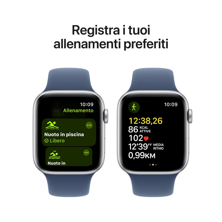 Apple Watch SE GPS + Cellular 44mm Cassa in Alluminio Color Argento con Denim Sport Band - M/L