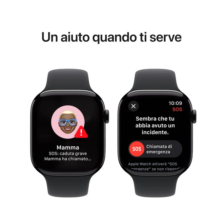 Apple Watch Series 10 Serie 10 GPS + Cellular 46mm Cassa in Alluminio color Jet Black con Nero Sport Band - S/M
