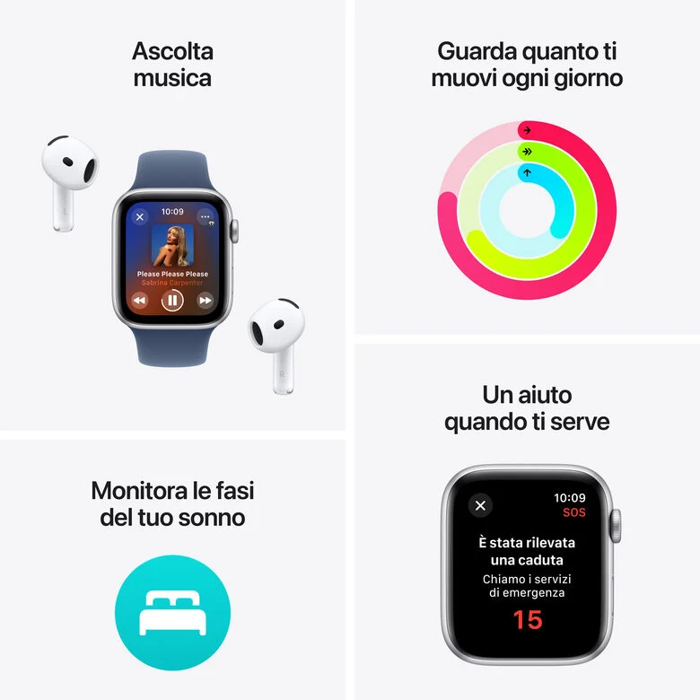 Apple Watch SE GPS 40mm Cassa Alluminio Mezzanotte con Mezzanotte Sport Band - M/L