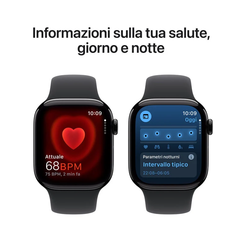 Apple Watch Series 10 Serie 10 GPS + Cellular 42mm Cassa in Alluminio color Jet Black con Nero Sport Band - M/L
