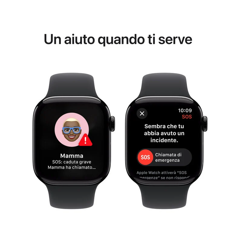 Apple Watch Series 10 Serie 10 GPS + Cellular 42mm Cassa in Alluminio color Jet Black con Nero Sport Band - M/L