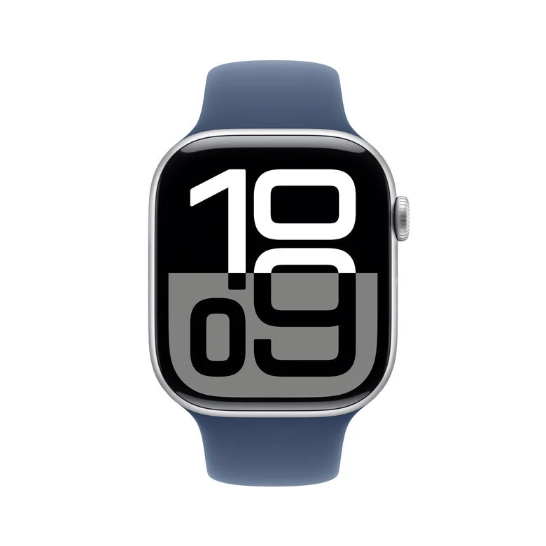 Apple Watch Series 10 Serie 10 GPS 46mm Cassa in Alluminio Color Argento con Denim Sport Band - S/M