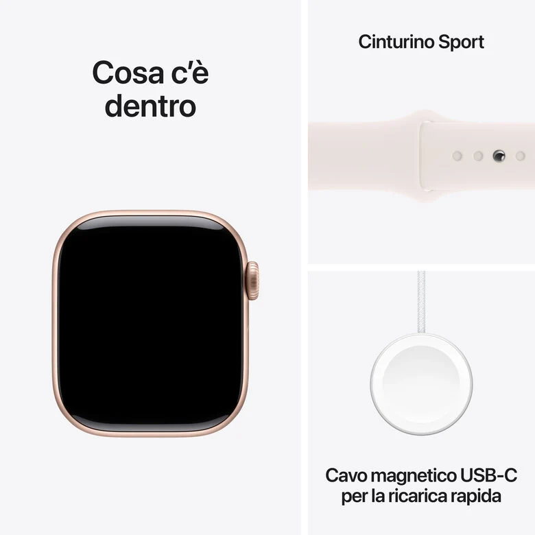 Apple Watch Series 10 Serie 10 GPS 42mm Cassa in Alluminio color Oro Rosa con Light Blush Sport Band - M/L