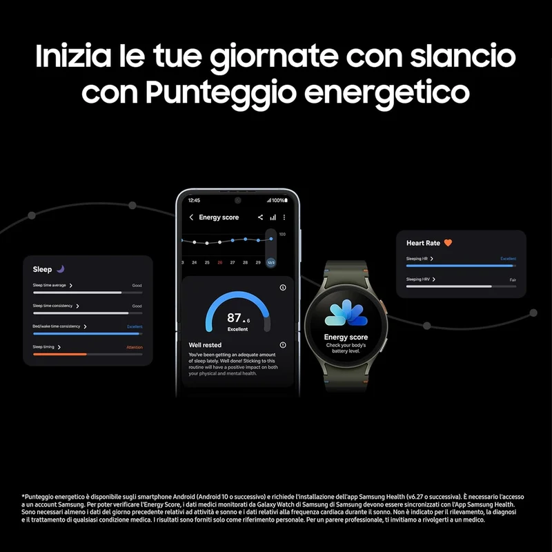 Samsung Galaxy Watch7 Smartwatch Galaxy Ai Analisi Del Sonno Controllo Doppio Avvicinamento Di Dita Batteria a Lunga Durata