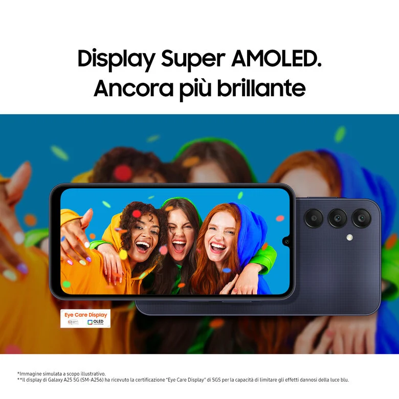 Samsung Galaxy A25 5G Display sAMOLED 6.5" FHD+, Android 14, 8GB RAM, 256GB, Batteria 5.000 mAh, Memoria espandibile fino a 1TB, Blue Black