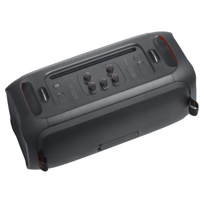 JBL PartyBox On-the-Go Essential Speaker Portatile Wireless per Feste, con Luci Integrate e Bassi Profondi, Protezione Splashproof IPX4, Microfono Wireless, Tracolla per Trasporto, Nero