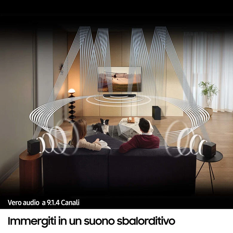 Samsung Soundbar HW-Q930D/ZF Serie Q, 17 Speaker, Wireless Dolby Atmos, Audio a 9.1.4 Canali, Q-Simphony, Alexa integrato e compatibile con Google Assistant, Titan Black