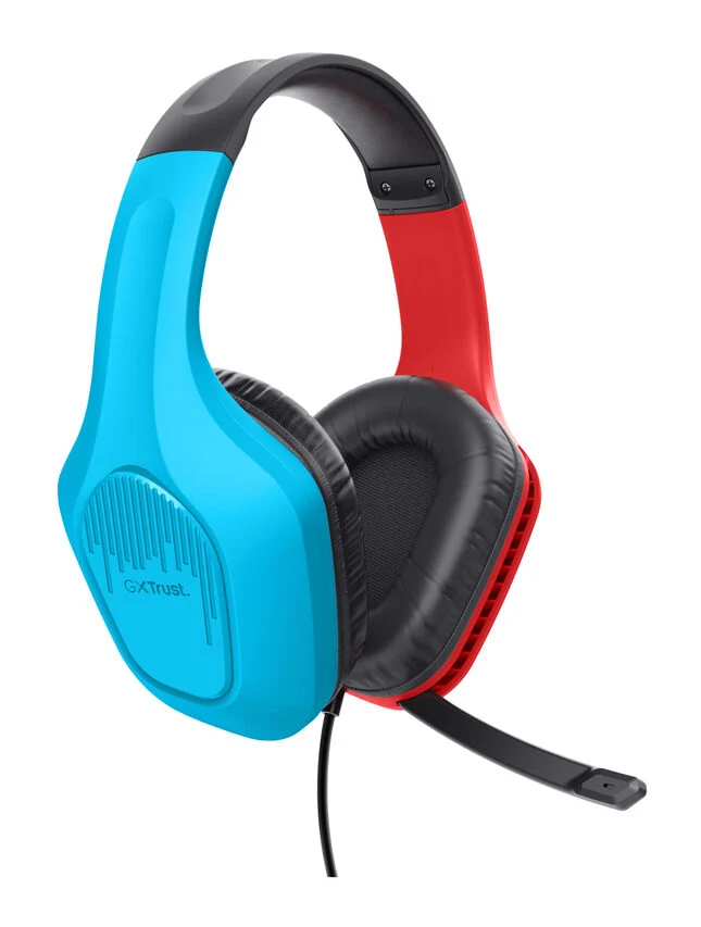 Trust GXT 416S Zirox Auricolare Cablato A Padiglione Giocare Nero, Ciano, Rosso