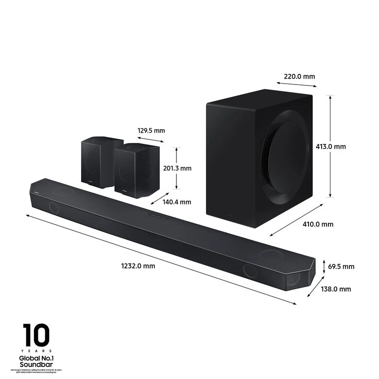 Samsung Soundbar HW-Q990D/ZF Serie Q, 22 Speaker, Wireless Dolby Atmos, Audio a 11.1.4 Canali, Q-Simphony, Alexa integrato e compatibile con Google Assistant, Graphite Black