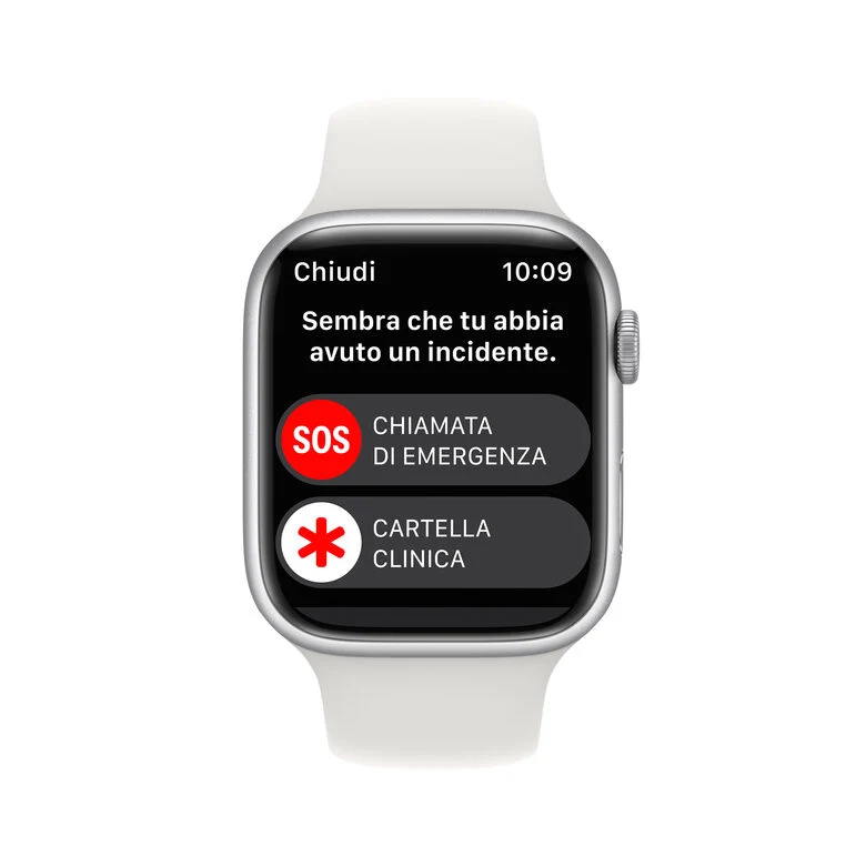 Apple Watch Series 8 GPS 41mm Cassa in Alluminio color Argento con Cinturino Sport Band Bianco - Regular