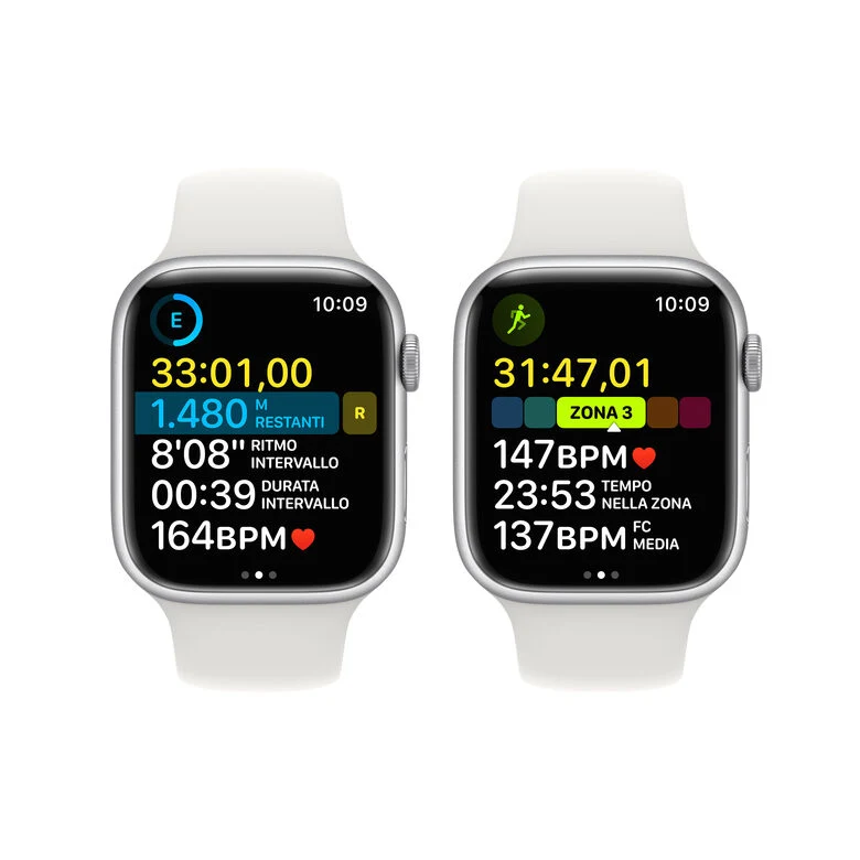 Apple Watch Series 8 GPS 41mm Cassa in Alluminio color Argento con Cinturino Sport Band Bianco - Regular
