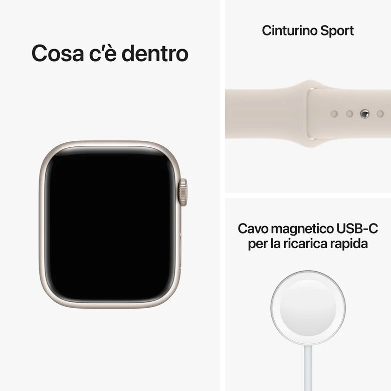 Apple Watch Series 8 GPS 41mm Cassa in Alluminio color Galassia con Cinturino Sport Band Galassia - Regular
