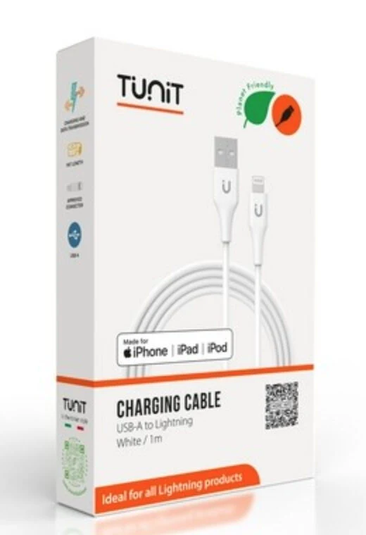 Tunit Cavo Dati Ttal1wh cavo Di Ricarica E Trasferimento Usb-a - Lightning 1m Bianco