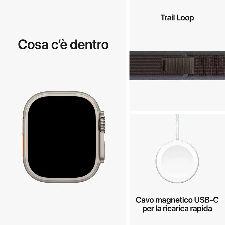 Apple Watch Ultra 2 GPS + Cellular, Cassa 49m in Titanio con Blu/Nero Trail Loop - M/L