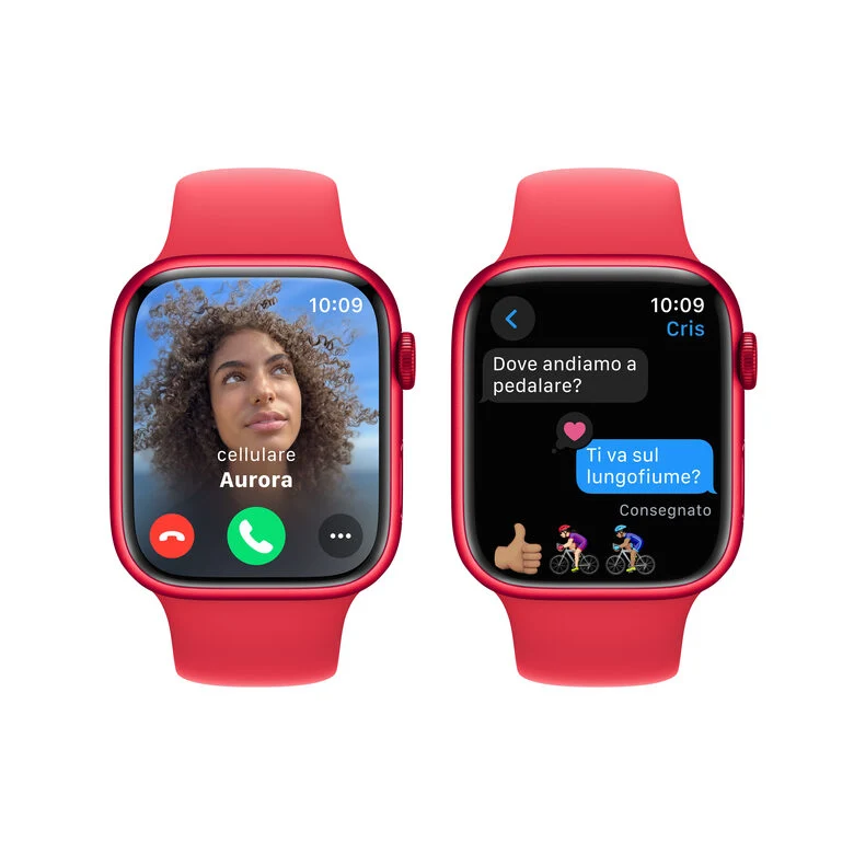 Apple Watch Series 9 GPS Cassa 45m in Alluminio (PRODUCT)RED con Cinturino Sport Band (PRODUCT)RED - M/L