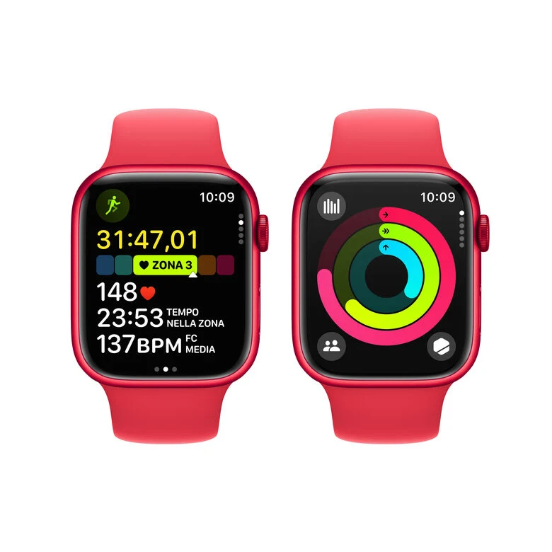 Apple Watch Series 9 GPS Cassa 45m in Alluminio (PRODUCT)RED con Cinturino Sport Band (PRODUCT)RED - M/L