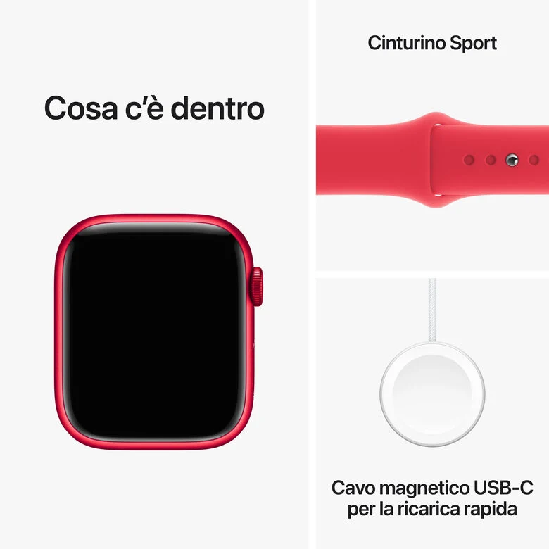 Apple Watch Series 9 GPS Cassa 45m in Alluminio (PRODUCT)RED con Cinturino Sport Band (PRODUCT)RED - M/L